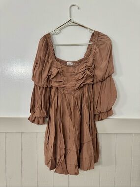 Women's Smocked Ruffled Mini Dress - Dusty Rose